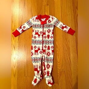 NWT Hanna Andersson Baby Holiday Footed Zip Onesie Dear Deer print